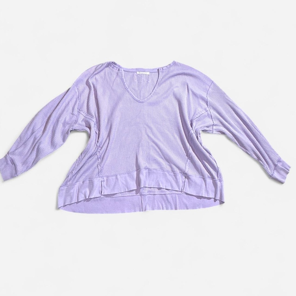 We The Free- Free People Lavender Oversized Thermal Long Sleeve Shirt Size Large